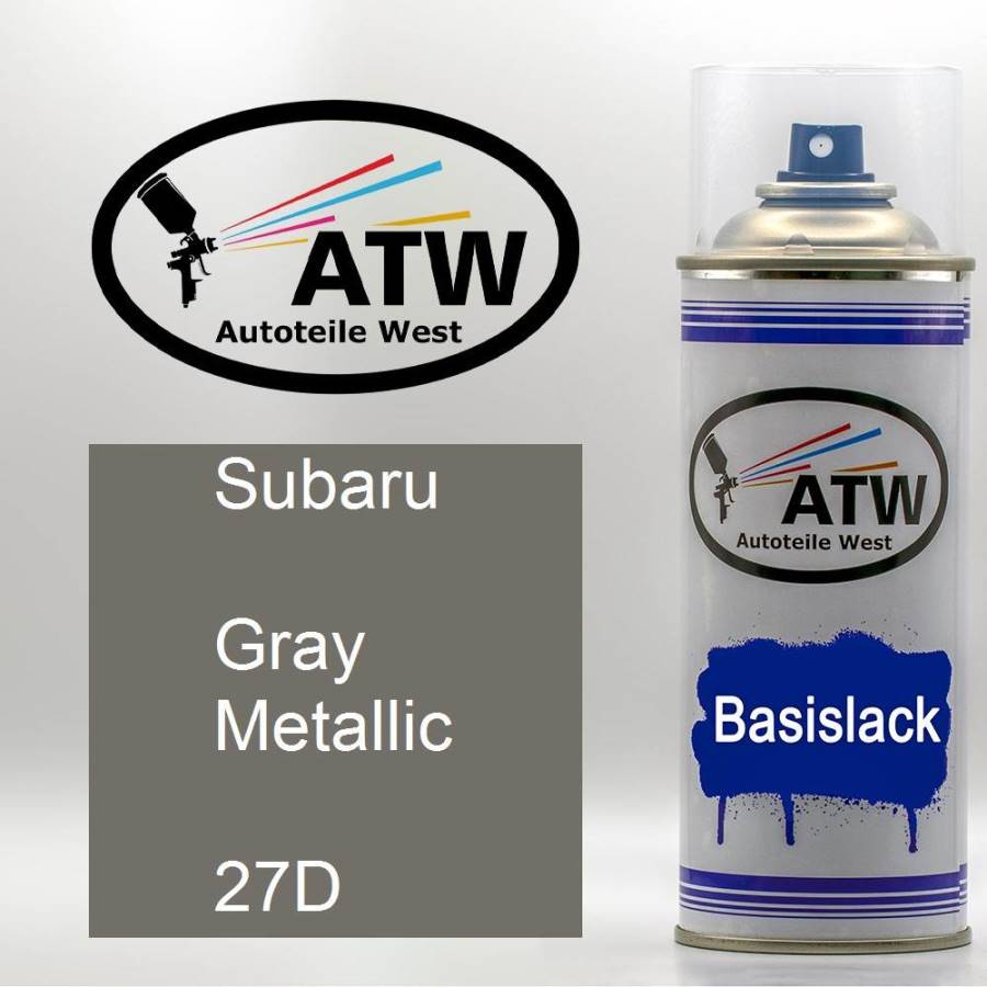 Subaru, Gray Metallic, 27D: 400ml Sprühdose, von ATW Autoteile West.